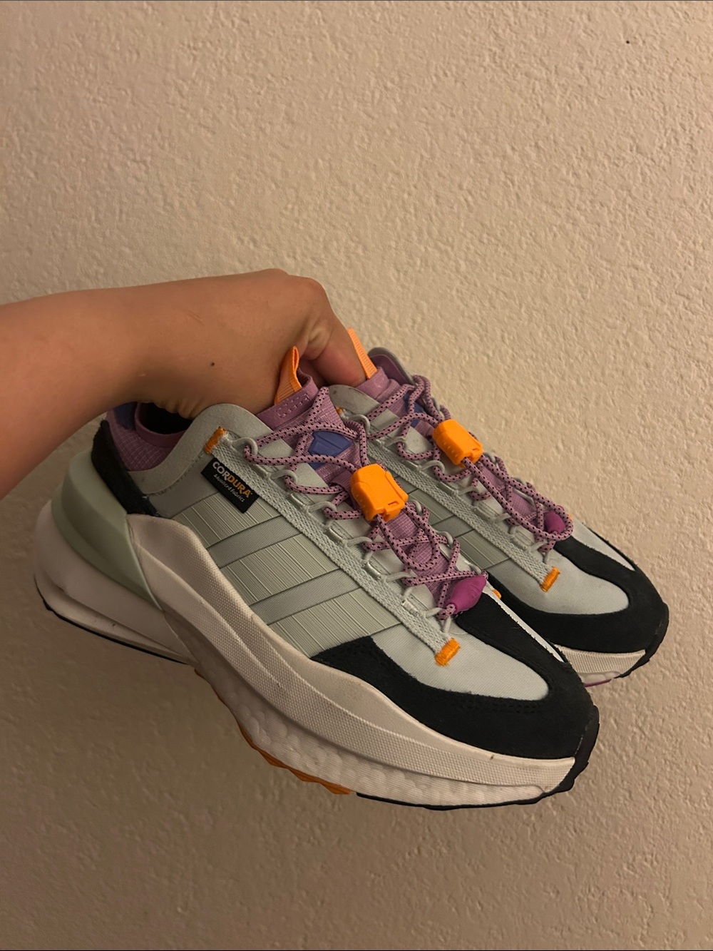 adidas Lavender, Black & Orange Lace-Top Women's Sneakers